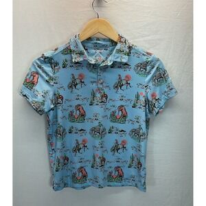 Burlebo Boys Cowboys Performance Western  Polo Shirt Youth Size M (8) Blue